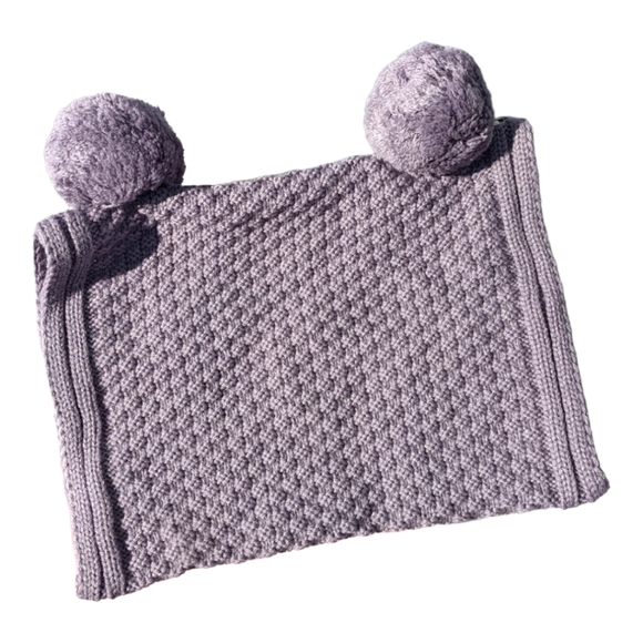 Fith size 90 2t Purple Knit  Hand Warmer w PomPoms - Picture 2 of 7